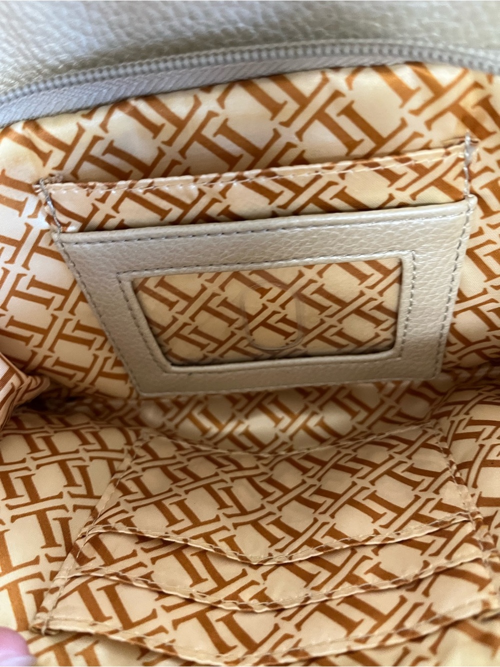 Tignanello Light Gray Pebbled Leather Crossbody - Picture 4 of 4